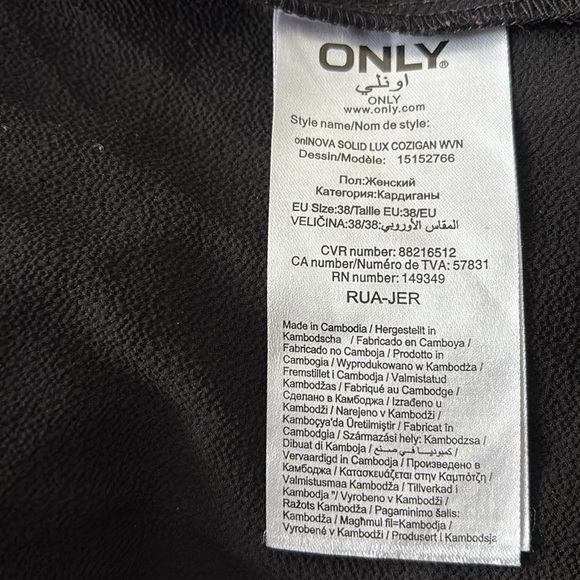 Only black chiffon long open draped  blazer light jacket Sz 38 - Picture 10 of 11